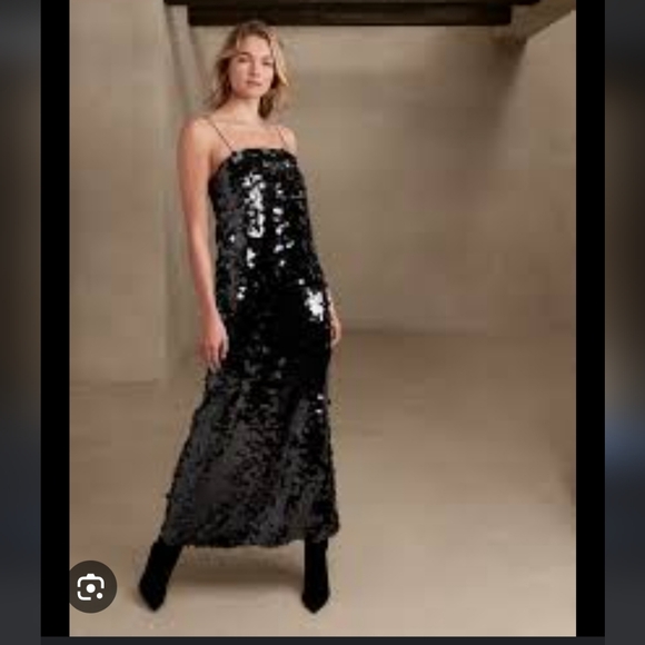 Banana Republic Teia Sequin Maxi Dress. Size 18. BLACK. - Picture 2 of 14